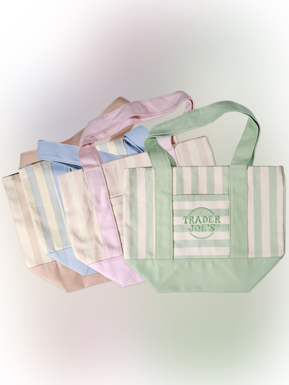 9 Trader Joe's Pastel Stripe Mini Tote Bag Bundle